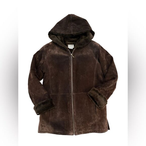 St. John's Bay Jackets & Blazers - Suede leather brown fur lined jacket